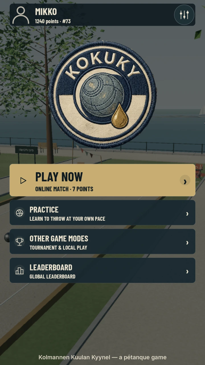 The KOKUKY main menu