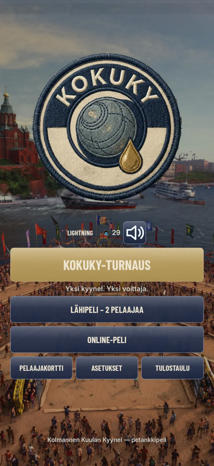 KOKUKY-mobiilipelin nykyinen päävalikko